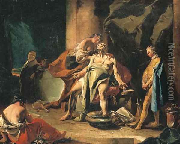 The Death of Seneca Oil Painting - Giovanni Battista Tiepolo