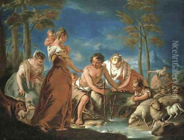 Jacob with Laban's flock Oil Painting - Nicola Grassi