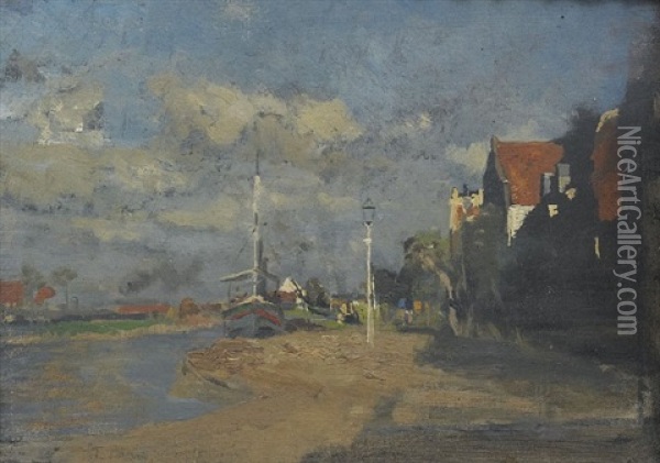 Canal Scene Oil Painting - Tina Blau-Lang