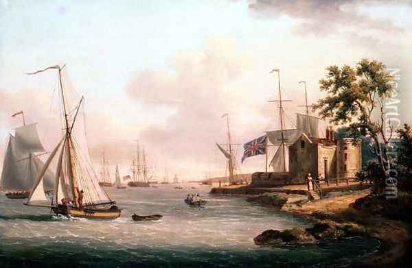 A View of the Royal Yacht Squadron, Isle of Wight Oil Painting - John Thomas Serres