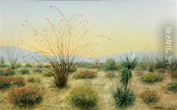 Desert In Bloom Oil Painting - Hugo A. Possner