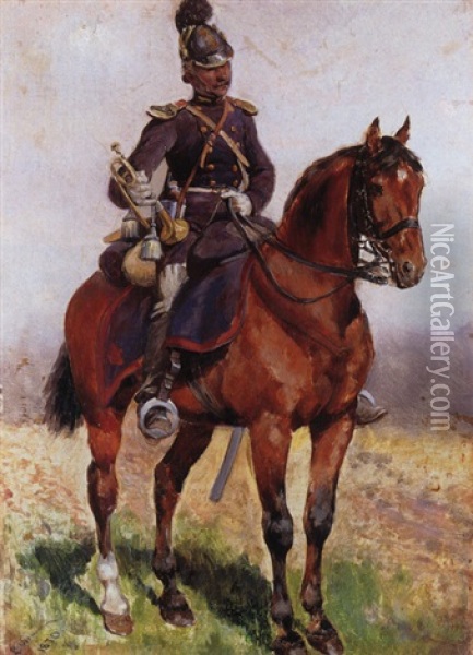 Artillerist Oil Painting - Louis (Ludwig) Braun