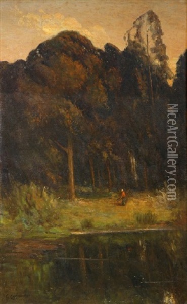 Evening Landscape (eucalypti) Oil Painting - Giuseppe Cadenasso