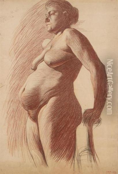 Study For A Pregnant Woman Oil Painting - Eugene Laermans