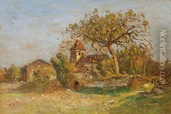 Le Clocher Du Village Oil Painting - Jean Baptiste Antoine Guillemet