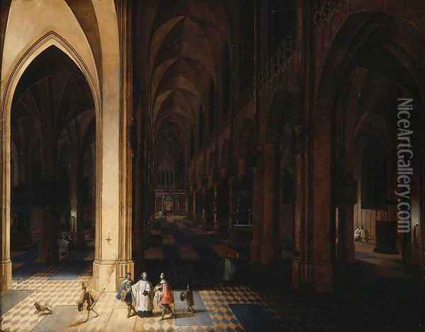 Interior of Antwerp Cathedral at Night 1638 Oil Painting - Peeter, the Elder Neeffs