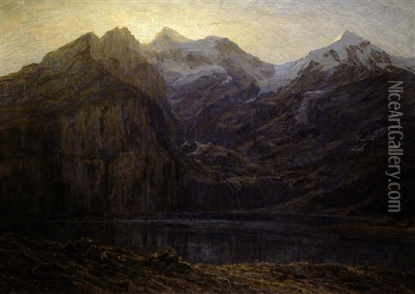 Lago Escienenstech Handestach, Svizzera Oil Painting - Carlo Cressini