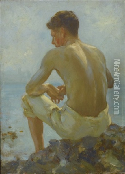 A Young Sailor Oil Painting - Henry Scott Tuke