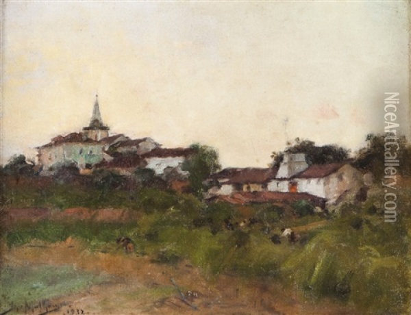 A View Of Figueiro Dos Vinhos Oil Painting - Jose Vital Branco Malhoa