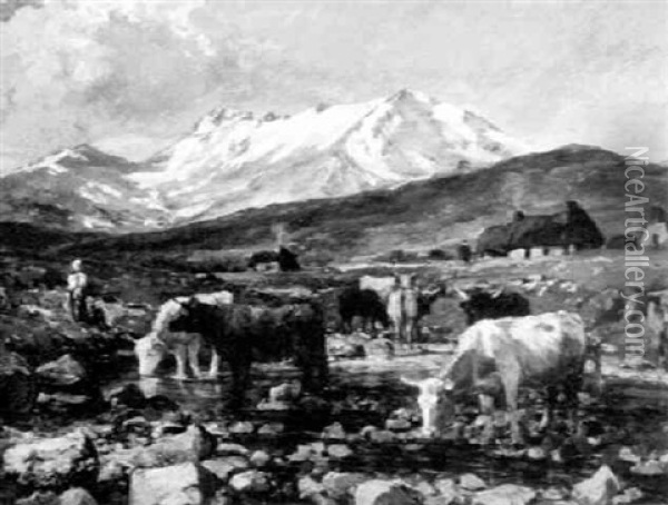 An Alpine Pasture View Oil Painting - William Preston Phelps