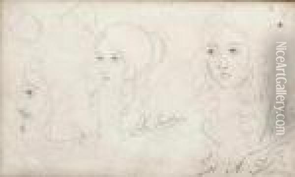 Sketches Of A Girl's Head Oil Painting - Sir John Everett Millais