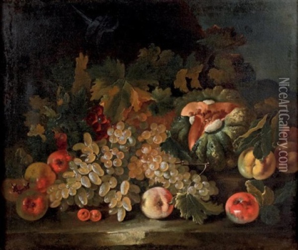 Nature Morte Aux Fruits Oil Painting - Giovanni Paolo Castelli (lo Spadino)