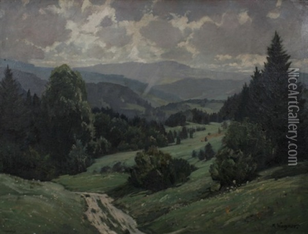 Schwarzwaldlandschaft Oil Painting - Karl Wagner