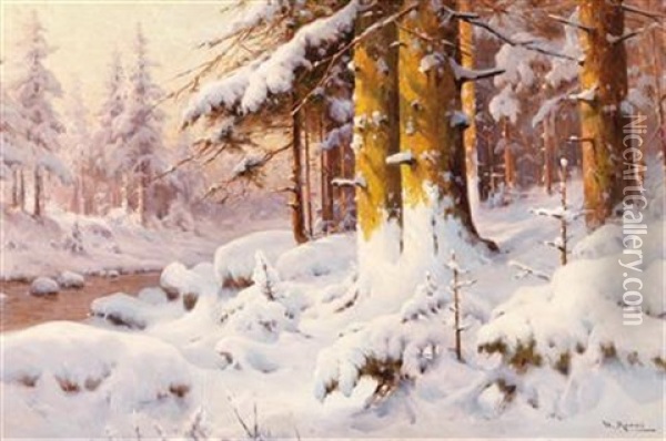 Winter Oil Painting - Walter Moras