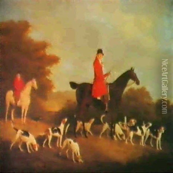 John, 12th Lord Elphinstone On His Favourite Hunter,        Burgundy, Surrounded By His Hounds Oil Painting - William Douglas