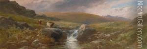 Cattle On The High Moor - Oil Painting - George Henry Jenkins
