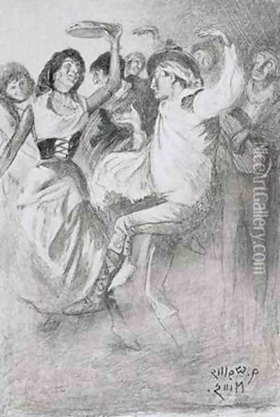 Gypsy Marriage Dance from The Zincali by George Barrow 1803-81 Oil Painting - Arthur Wallis Mills
