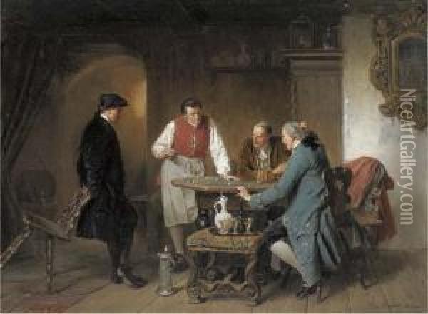 The Gamblers Oil Painting - Joseph Munsch