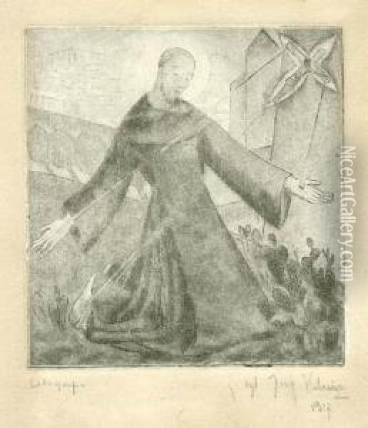 Swiety Franciszek Z Asyzu (1917) Oil Painting - Jerzy Hulewicz