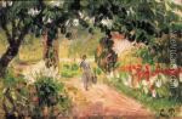 Jardin A Eragny Oil Painting - Camille Pissarro