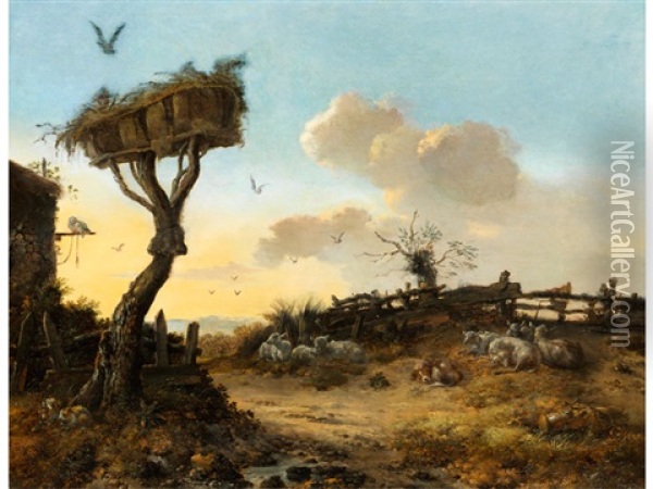 Landschaft Mit Ruhender Schafherde Oil Painting - Jan Wijnants