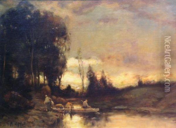 On Pompton Lake At Dusk Oil Painting - Charles P. Appel