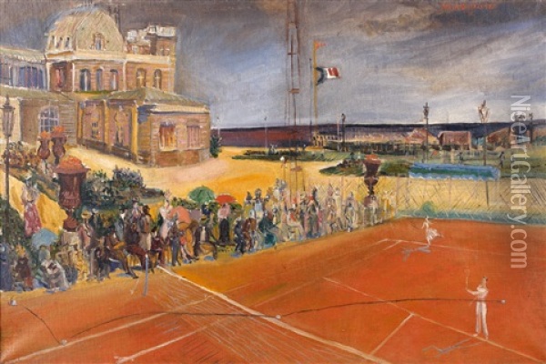 Partie De Tennis Sur La Plage Oil Painting - Alexis Paul Arapov