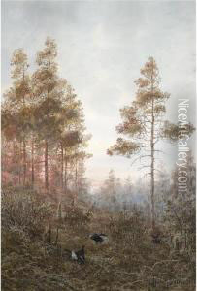 Forest At Dusk Oil Painting - Wladimir Leonidovich Murawjoff