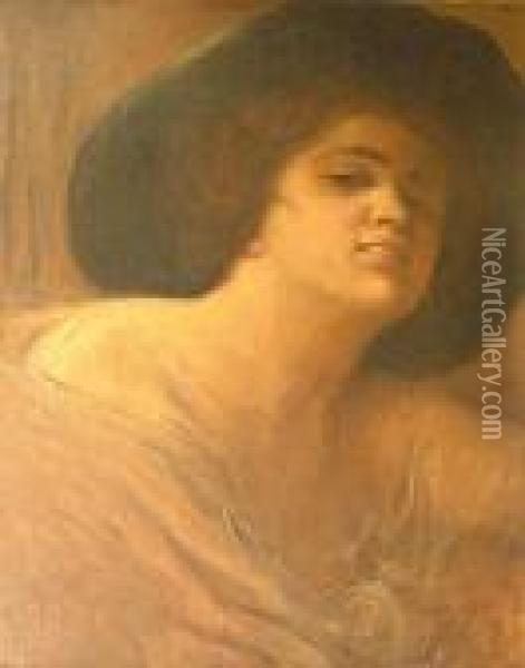 Kobieta W Kapeluszu Oil Painting - Franciszek Zmurko
