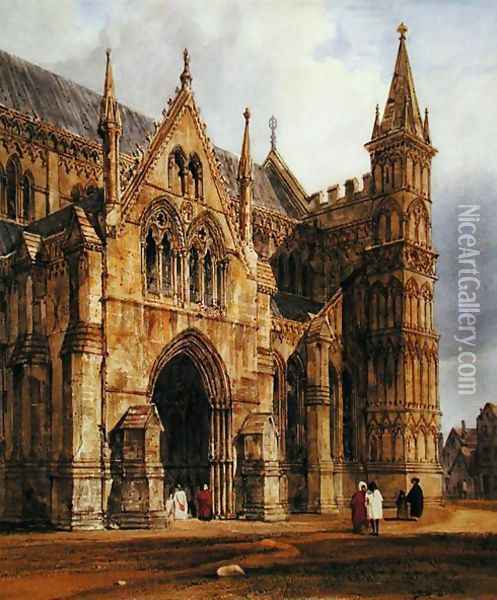 The North-West Porch of Salisbury Cathedral, 1832 Oil Painting - Thomas Shotter Boys