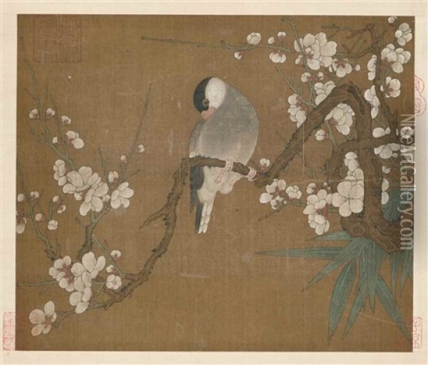 Bird On Flowering Branch Oil Painting -  Emperor Huizong
