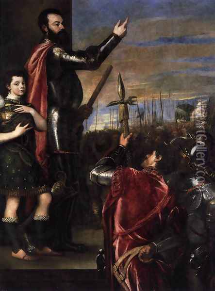 The Marchese del Vasto Addressing his Troops Oil Painting - Tiziano Vecellio (Titian)