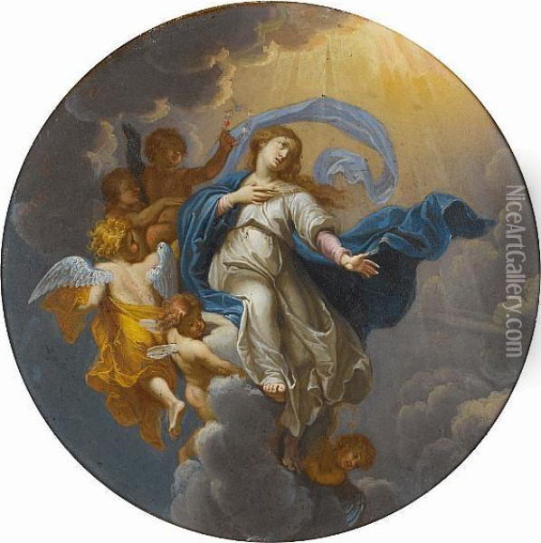 The Assumption Of The Virgin Oil Painting - Rene Antoine Houasse