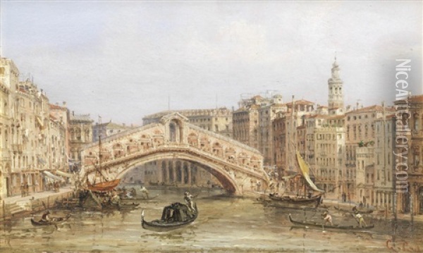 The Rialto Bridge Oil Painting - Giovanni Grubas