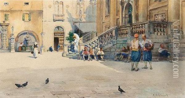Street Scene, Cairo Oil Painting - Frans Wilhelm Odelmark
