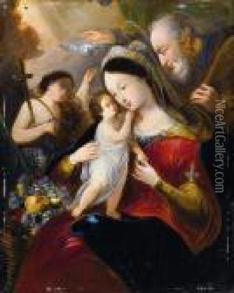 Sacra Famiglia Con San Giovannino Oil Painting - Giuseppe Bernardino Bison