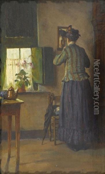 Letzter Blick In Den Spiegel Oil Painting - Miel Walravens