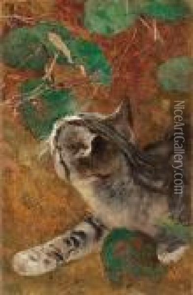 Cat Oil Painting - Bruno Andreas Liljefors