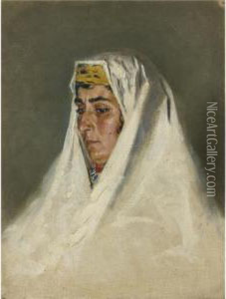 Arab Woman In Jerusalem Oil Painting - Vasili Vasilyevich Vereshchagin