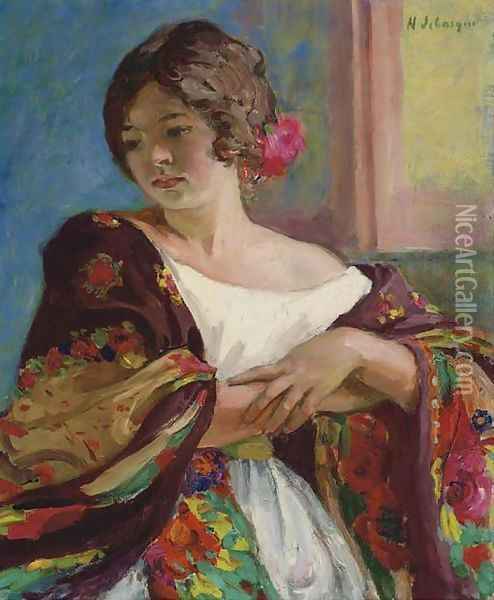 Jeune femme au chale Oil Painting - Henri Lebasque