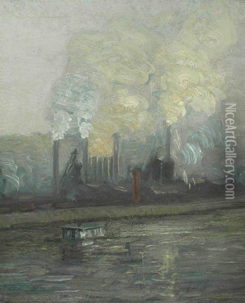 Mills By The River Oil Painting - Aaron Harry Gorson