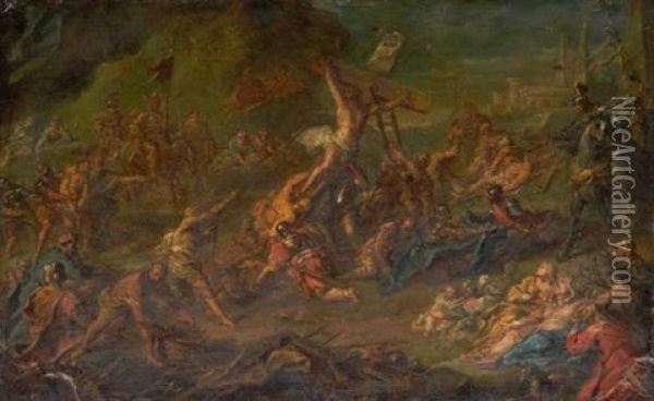 L'erection De Croix Oil Painting - Bernard Joseph Wamps