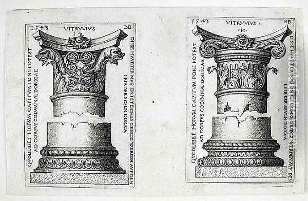 Doric Columns I and II, 1543 Oil Painting - Hans Sebald Beham