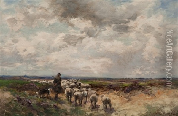 Herding The Flock Oil Painting - William Bradley Lamond