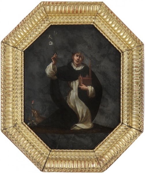 Saint Dominique Tenant La Maquette D'une Eglise Oil Painting - Giovanni Andrea (il Mastelletta) Donducci