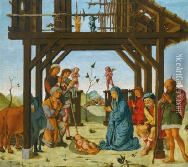 Adoration Of The Shepherds Oil Painting - Ercole de' Roberti