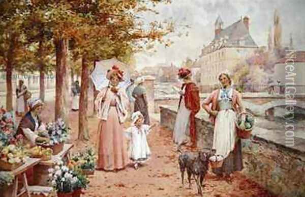 The Flower Seller Oil Painting - Alfred I Glendening