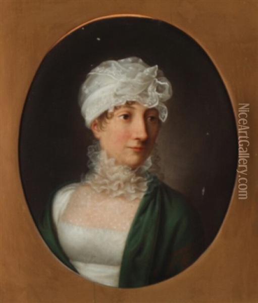 Portrait Of Charlotte Christine Rothe, Nee Muller (1773-1814) Oil Painting - Christian Gottlieb Kratzenstein-Stub