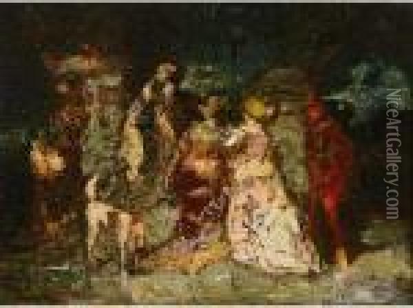 :scene Champetre Oil Painting - Adolphe Joseph Th. Monticelli