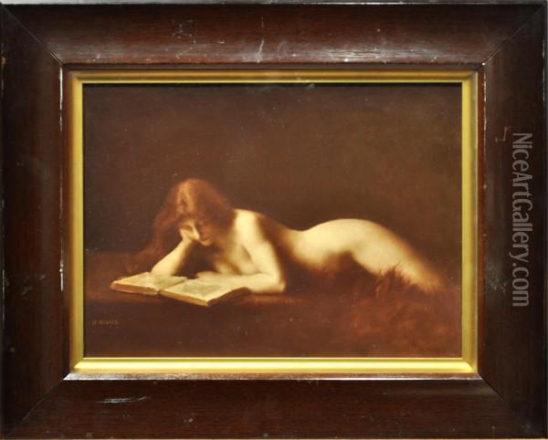 La Femme Qui Lit Oil Painting - Jean-Jacques Henner